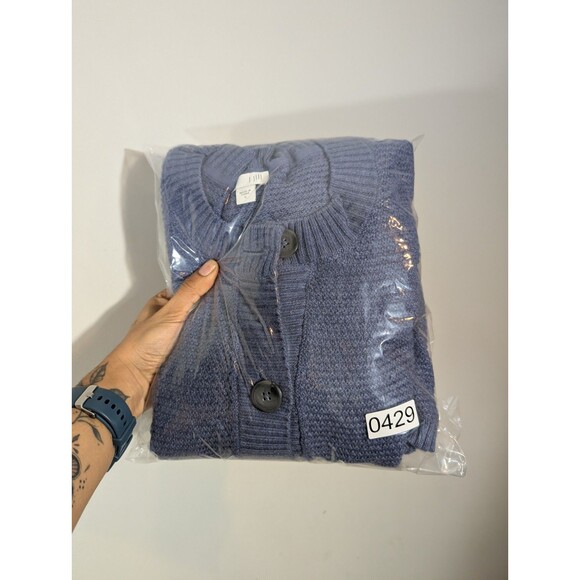 J Jill Womens Blue Long Sleeve Knit Button up Cardigan Sz S Mature Classic Quiet - Picture 7 of 7